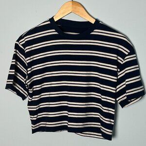 Everlane Cropped Small Navy / White Stripped Shirt